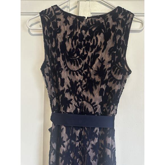 Adrianna Papell Dress Size 2 Navy Blue Lace Formal Sleeveless Evening Gown Maxi - Picture 7 of 16